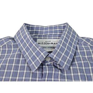 Mizzen + Main Leeward Button Up Shirt Men's Medium Trim Fit Blue Check EUC